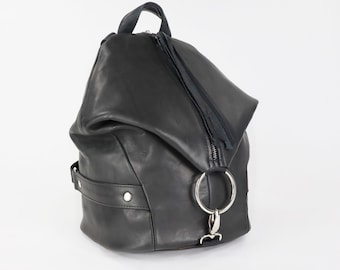 Black backpack, Small purse, Luxury gift, Handmade purse, Leather handbag, Woman purse, Zoey Black