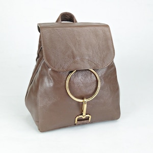 Brown Leather Backpack Purse: Handmade Italian Leather Bag