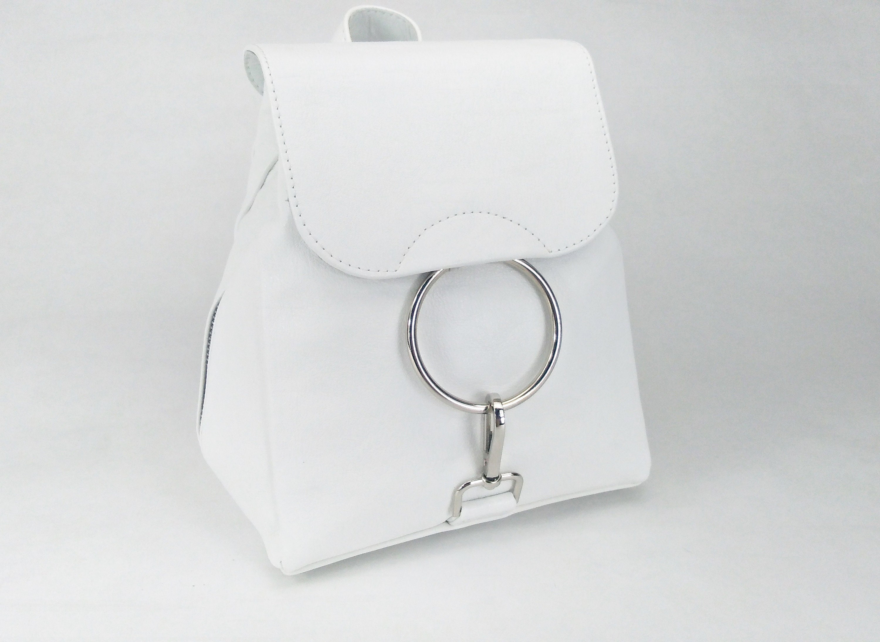 designer white mini backpack purse White Leather Mini Backpack Purse: Italian Genuine Leather, Small Bag -  Mandelyn