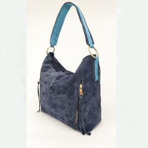 Bolso de hombro Bolso de cuero Bolso de cuero Bolso hobo de cuero Bolso hobo de cuero Bolso de cuero azul Bolso de hombro Bolso hobo Bolso hecho a mano Bolso azul bolso