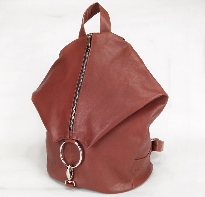 Leather backpack Brown backpack Backpack purse Vintage backpack Vegan backpack Leather backpack purse Women backpack Leather purse