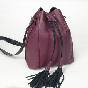 Red Leather Bucket Bag: Convertible Crossbody Shoulder Bag