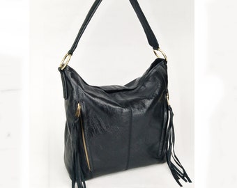 Shoulder bag Leather bag Shoulder purse Leather purse Tote bag Women bag Black purse Handmade bag Hobo bag Black handbag Shayan bag