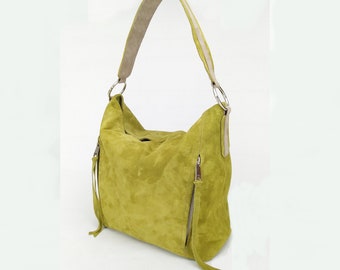 Shoulder purse Leather shoulder bag Leather hobo bag Leather hobo purse Green leather purse Shoulder bag Hobo bag Handmade bag Green purse