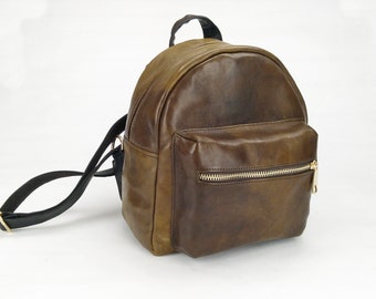 Leather backpack Brown backpack Mini backpack Vintage backpack Backpack purse Leather purse Small backpack Women purse Rucksack leather