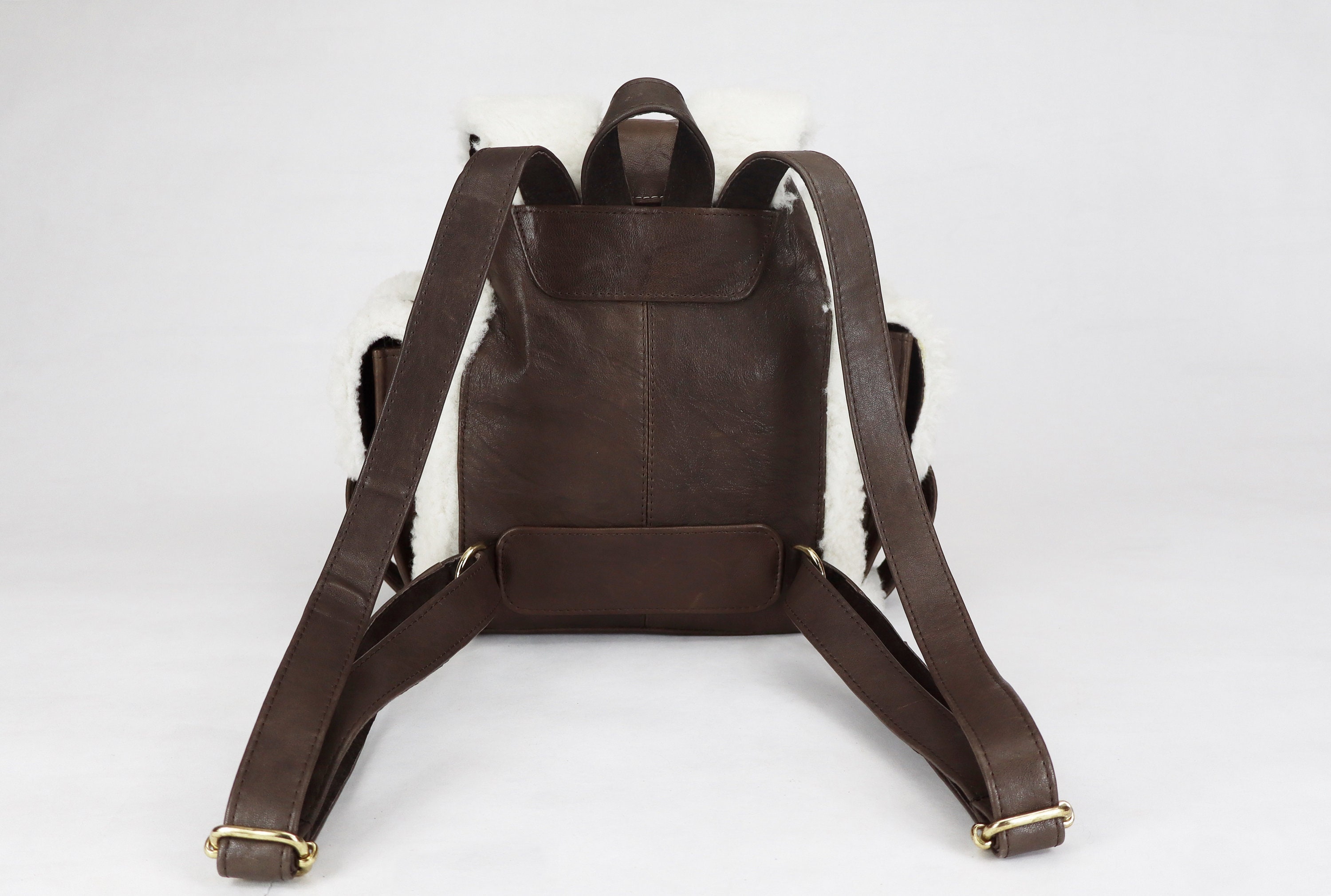 Furry Sheepskin Leather Backpack: Small Brown Bag - Etsy