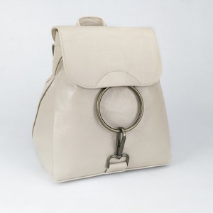 Beige bag, Small purse, Leather backpack, Leather purse, Leather gift for her, Handmade bag for women, Mandelyn Beige