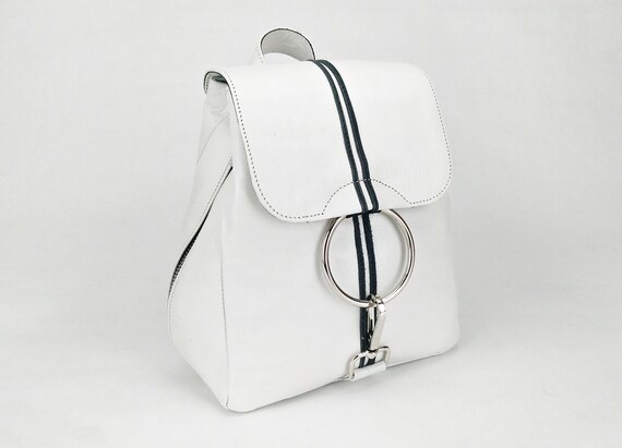 Leather Backpack White Backpack Mini 
