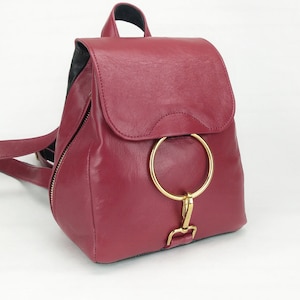 Red Leather Mini Backpack Purse: Italian Leather Rucksack
