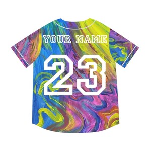 Customizable Psychedelic Baseball Jersey - &quot;Circus&quot; - Blacklight Reactive
