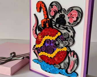 Quilling Christmas Mouse Card