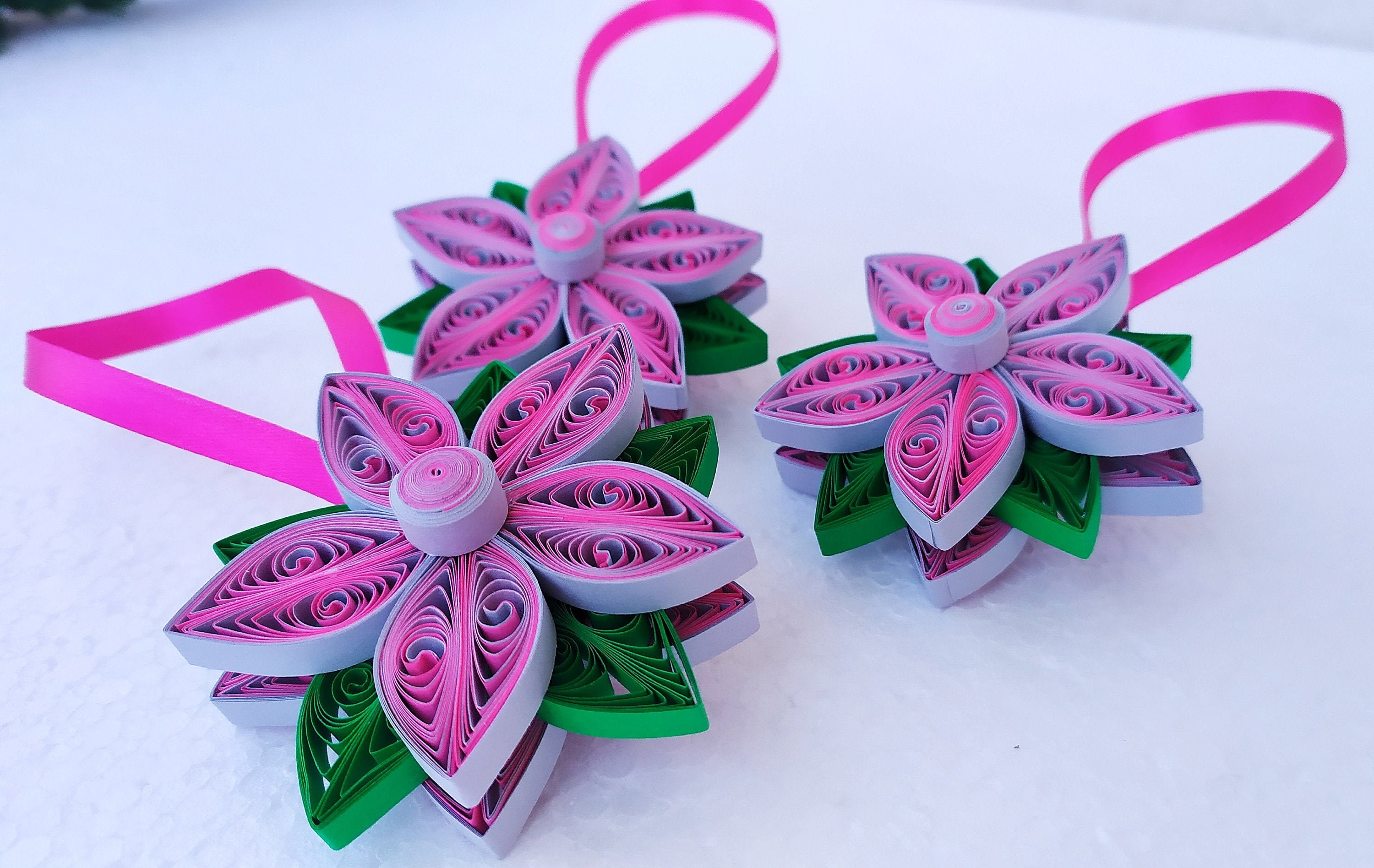 Quilling Gift Flower Ornament Set of 3 Etsy