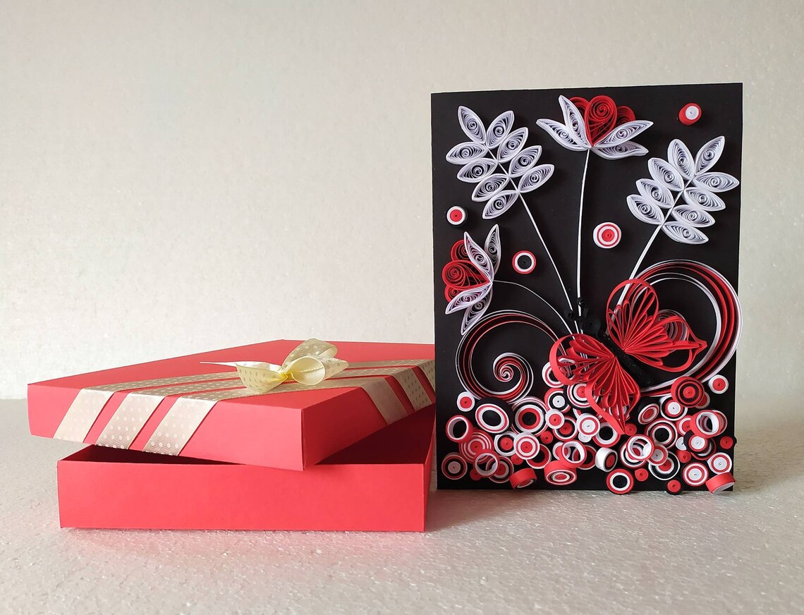 Quilling Red Butterfly Card - Etsy