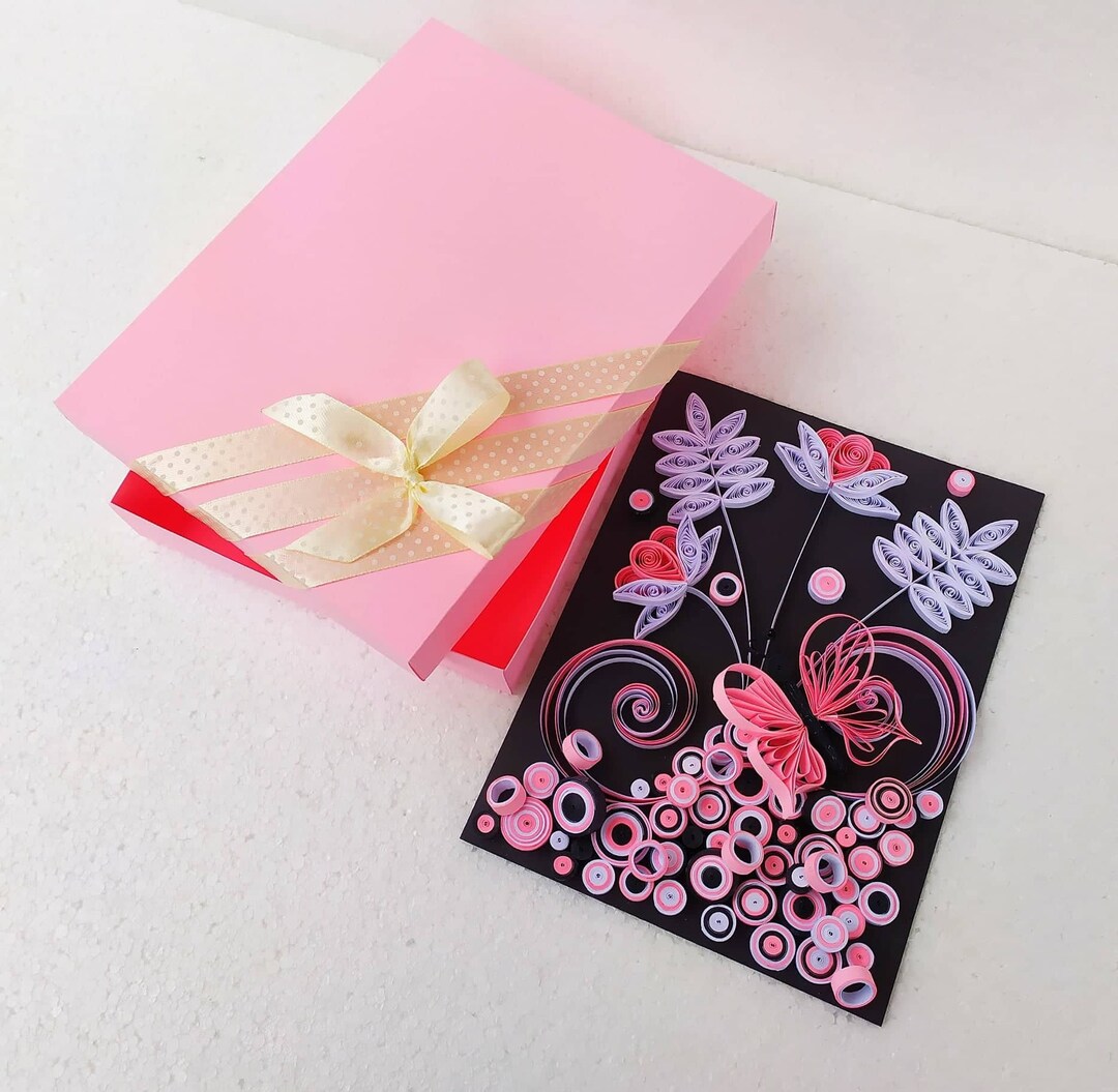 Quilling Light Pink Butterfly Card - Etsy