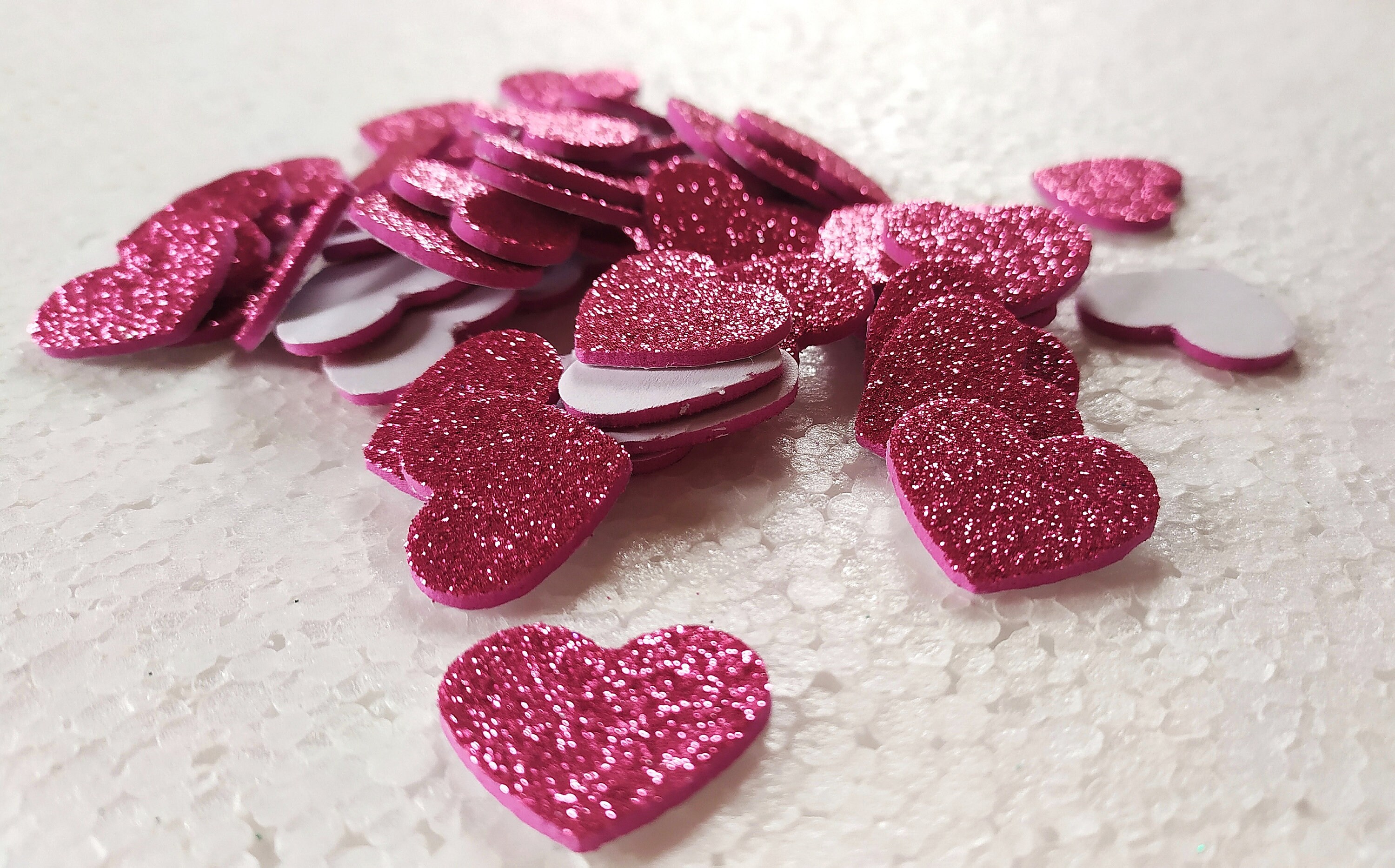 Selfadhesive Glitter Stickers Foam Heart 50 Pieces One Color Etsy