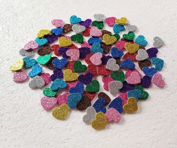 Self-adhesive Glitter Stickers Foam Heart 50 Pieces MIX Colors | Etsy