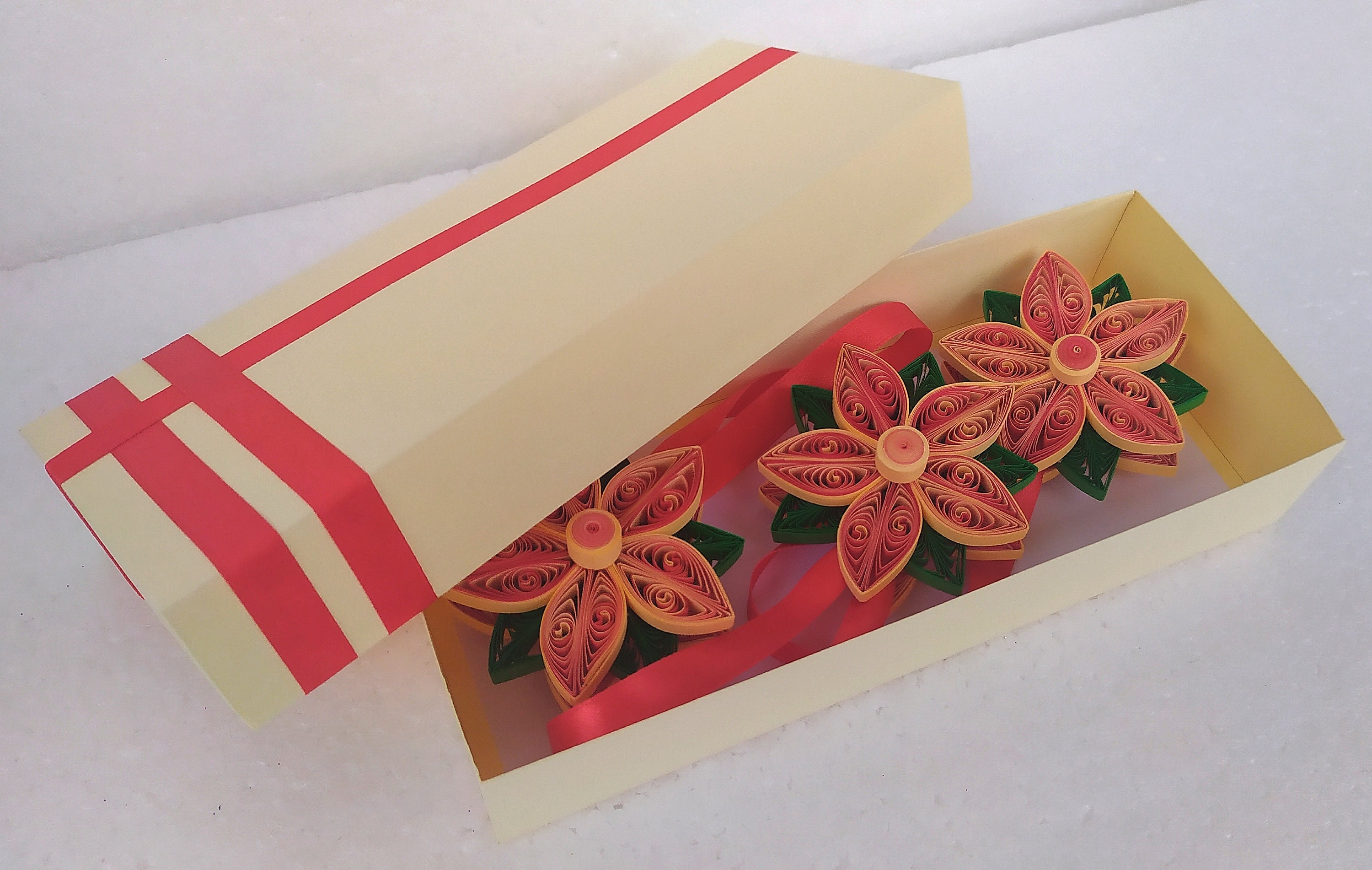 Quilling Gift Flower Ornament Set of 3 Etsy