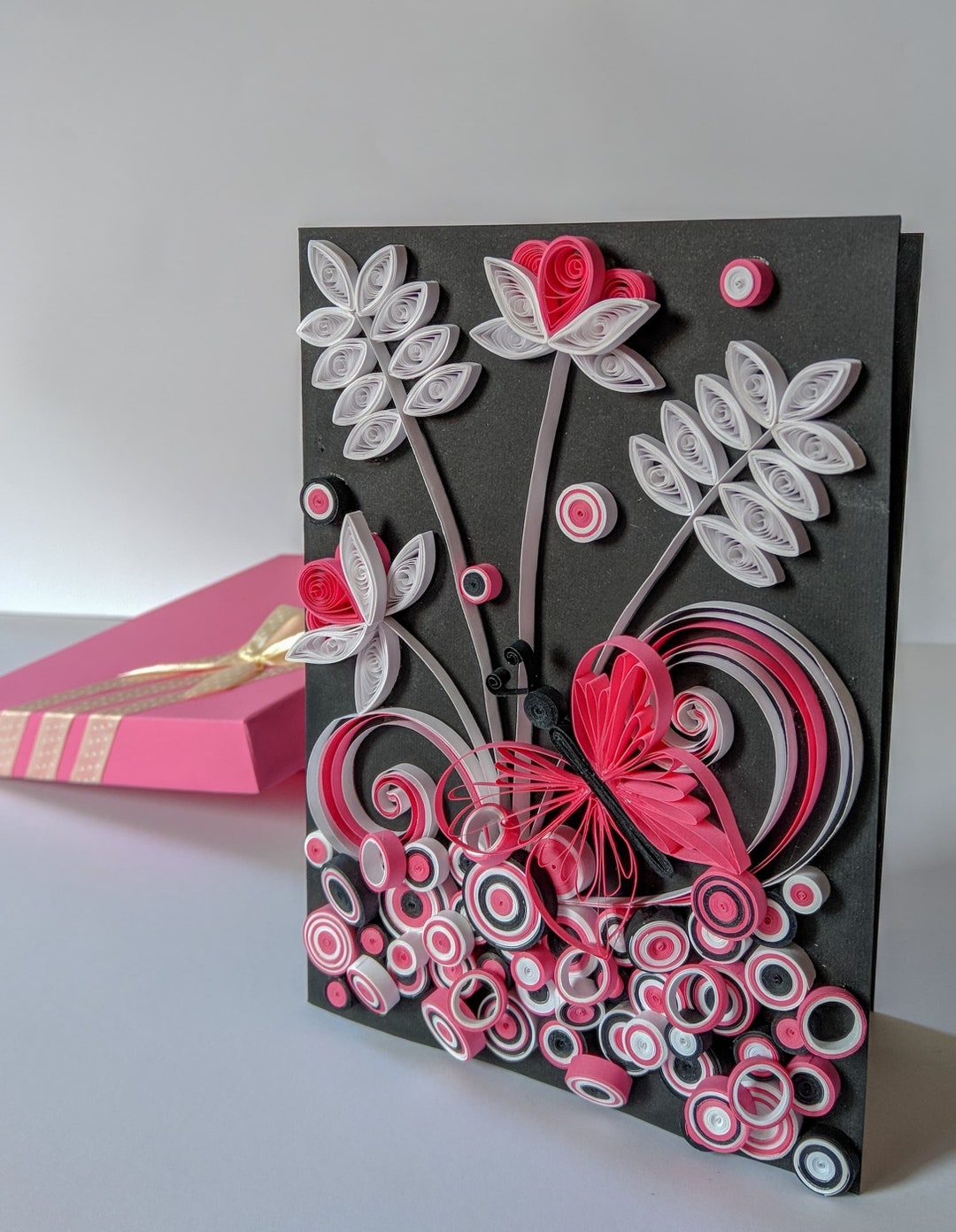 Quilling Pink Butterfly Card - Etsy