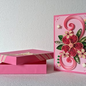 Carte Fleur Rose Quilling