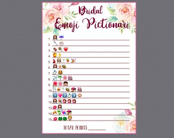 Bridal Shower Emoji Game, Wedding Emoji Pictionary Game, Emoji Pictionary Bridal Games, Bridal Shower Game, Emoji Game, Instant Download