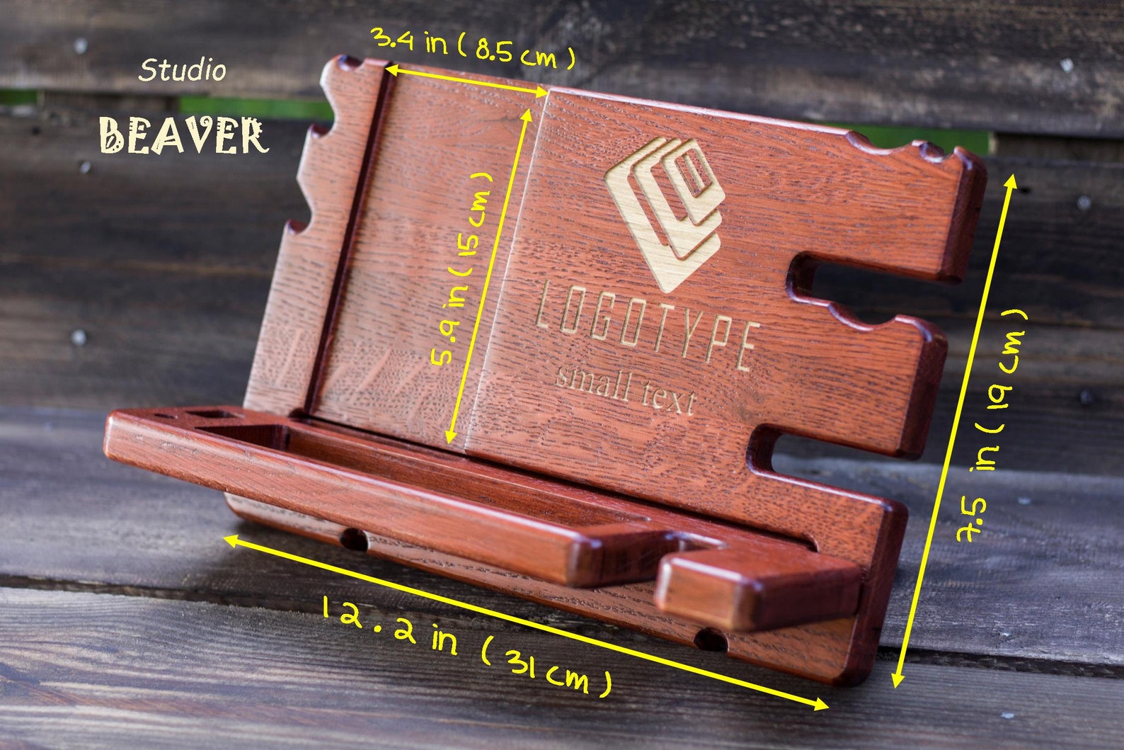 Hand Carved Bedside Valet Tray Apple Dock Android Charging Etsy