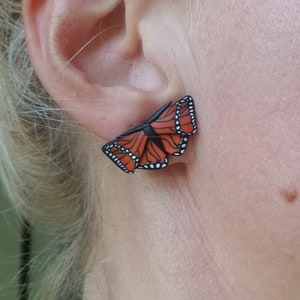 Polymer clay butterfly stud earrings, butterfly stud earrings, moth stud earrings, moth earrings, butterfly moth earrings, stud earrings image 3