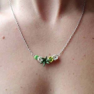 Polymer clay succulent necklace, succulent necklace gift, dainty succulent necklace,succulent garden necklace,succulent jewelry gift for her
