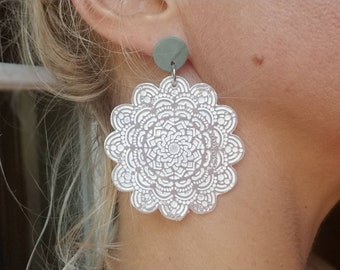 Polymer clay mandala statement earrings, mandala statement earrings, mandala earrings, statement earrings, mandala jewelry gift for her