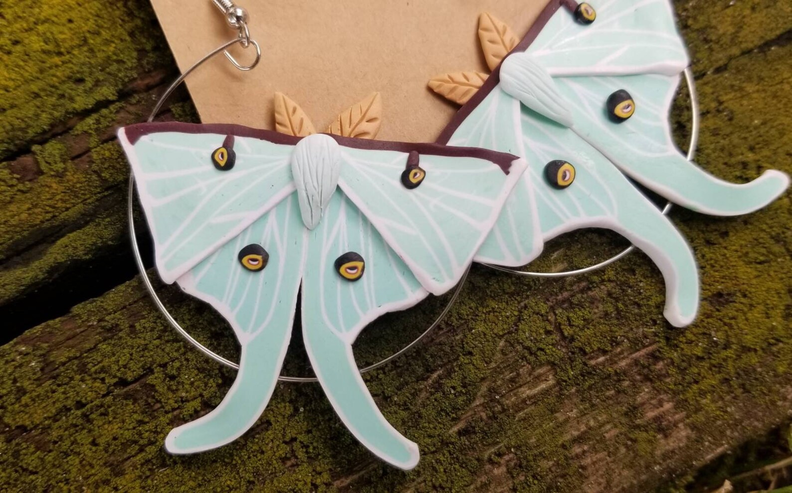 Polymer Clay Luna Moth Statement Hoop Earrings Luna Moth Etsy