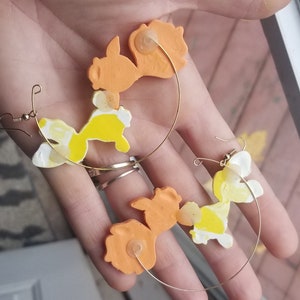 Polymer clay goldfish hoop earrings, goldfish hoop earrings, gold fish earrings, fish lover earrings gift for her, hoop earrings image 5