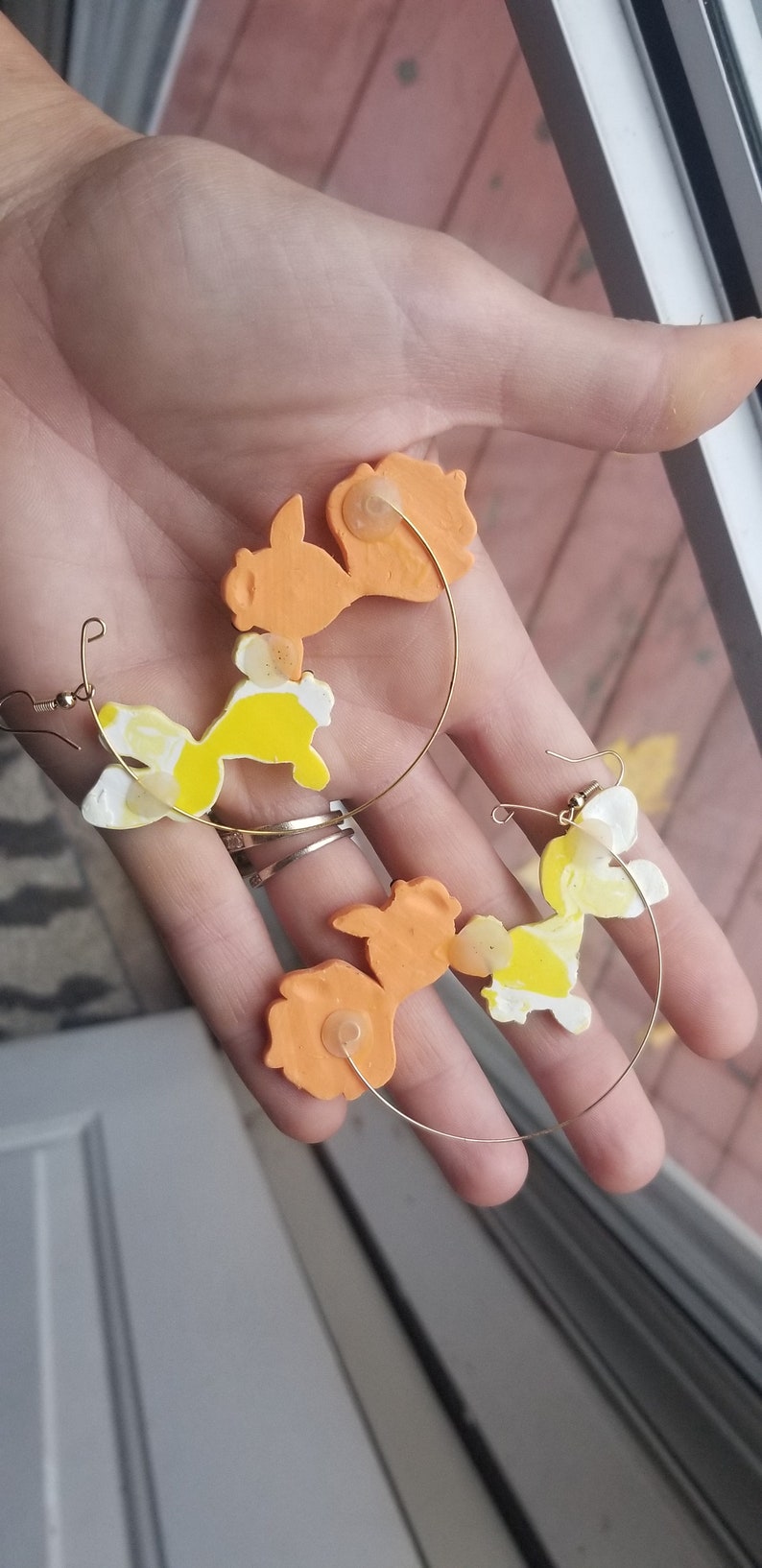 Polymer clay goldfish hoop earrings, goldfish hoop earrings, gold fish earrings, fish lover earrings gift for her, hoop earrings image 5