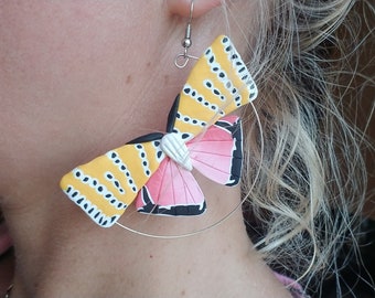 Polymer clay Bella moth statement earrings, Bella moth earrings, moth statement earrings, moth earrings, statement earrings entomology gift