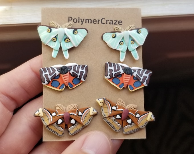 Moth Stud Earrings | Handcrafted Statement Earrings