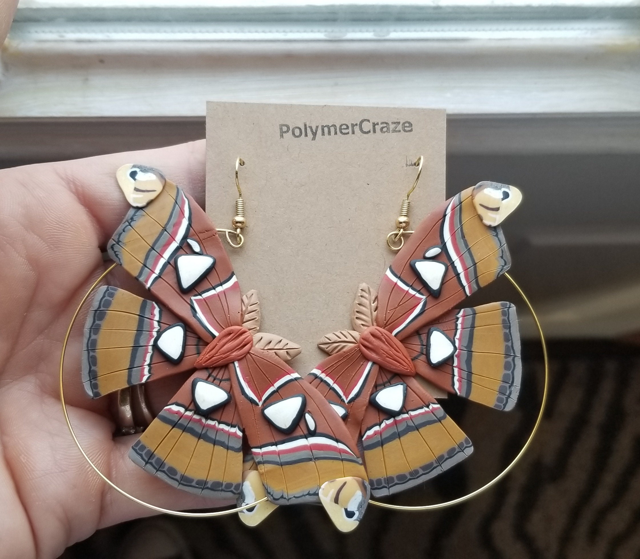 Wholesale Polymer Clay Moth or Butterfly Hoop Earrings Wholesale