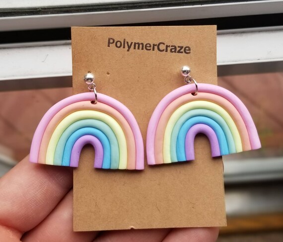 Pastel rainbow earrings deals