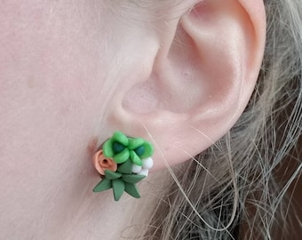 Handmade polymer clay succulent stud earrings, succulent stud earrings, succulent earrings, succulent plant jewelry birthday gift for her