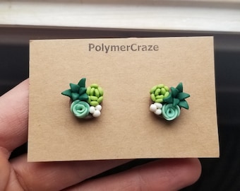 Wholesale polymer clay succulent stud earrings, succulent stud earrings, succulent earrings, succulent wholesale, succulent lover gift