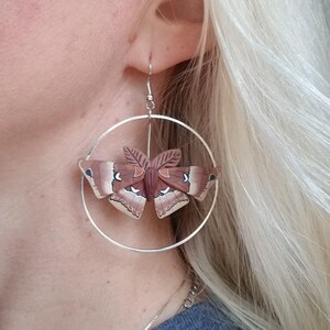 Polymer clay Promethea moth earrings, moth earrings, Promethea moth earrings, statement moth earrings, morhe jewelry,moth lover gift for her