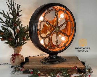Deep burgundy red Upcycled Edison Spiral Lamp Vintage Welch Scientific Co