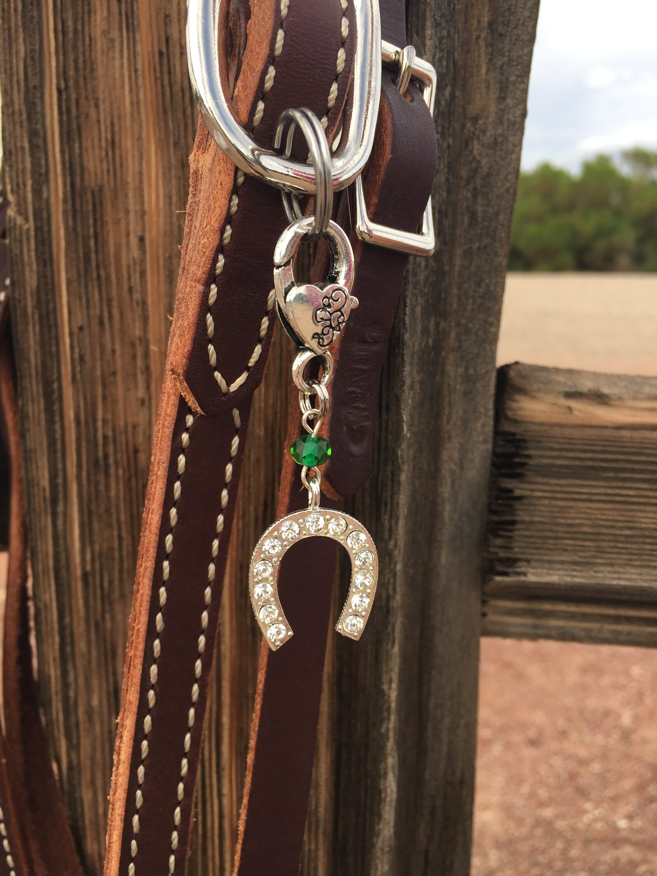 Lucky Horseshoe Charm, Backpack Charm, Horse Bridle Charm, Keychain