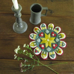 Patroon en instructies - Cosy Cottage Wolvilt Applique Mat Hoe PDF Downloaden stiksel Borduren Wolvilt Applique Ontwerp