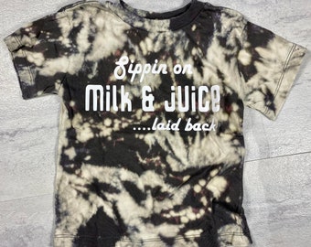 Tie dye Toddler Sippin On Milk & Juice Laid Back T-shirt, 90's rap tee, funny tee, little boys shirt, little girls shirt, children's tee