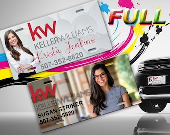 Keller Williams Realty FULL color Vanity License Plate Fully Personalized -Realtor Gifts- Custom Made - Designs available or design your own