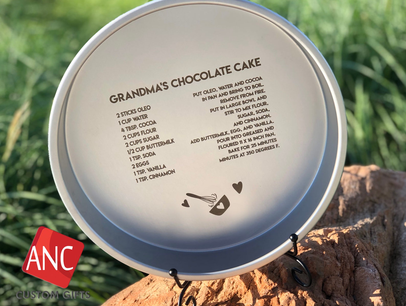 Personalized Cake Pan Hand Written Cake Recipe Favorite Etsy