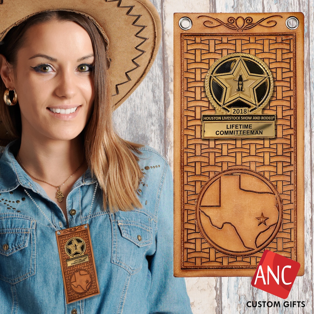 Leather Badge Holder Personalized Rodeo Committee Badges Custom Leather