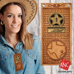 Leder Ausweishalter - Personalisierte Rodeo Komitee Ausweise - Benutzerdefinierte Leder Houston Rodeo Ausweishalter - HLSR - Benutzerdefinierte Leder Ausweishalter