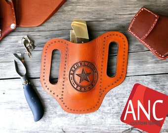 Knife Sheath, Pancake Belt Sheath, Leather Knife Sheath, Republic of Texas, Knife Sheath Groomsmen gift, Best Man gift, Custom Design Sheath