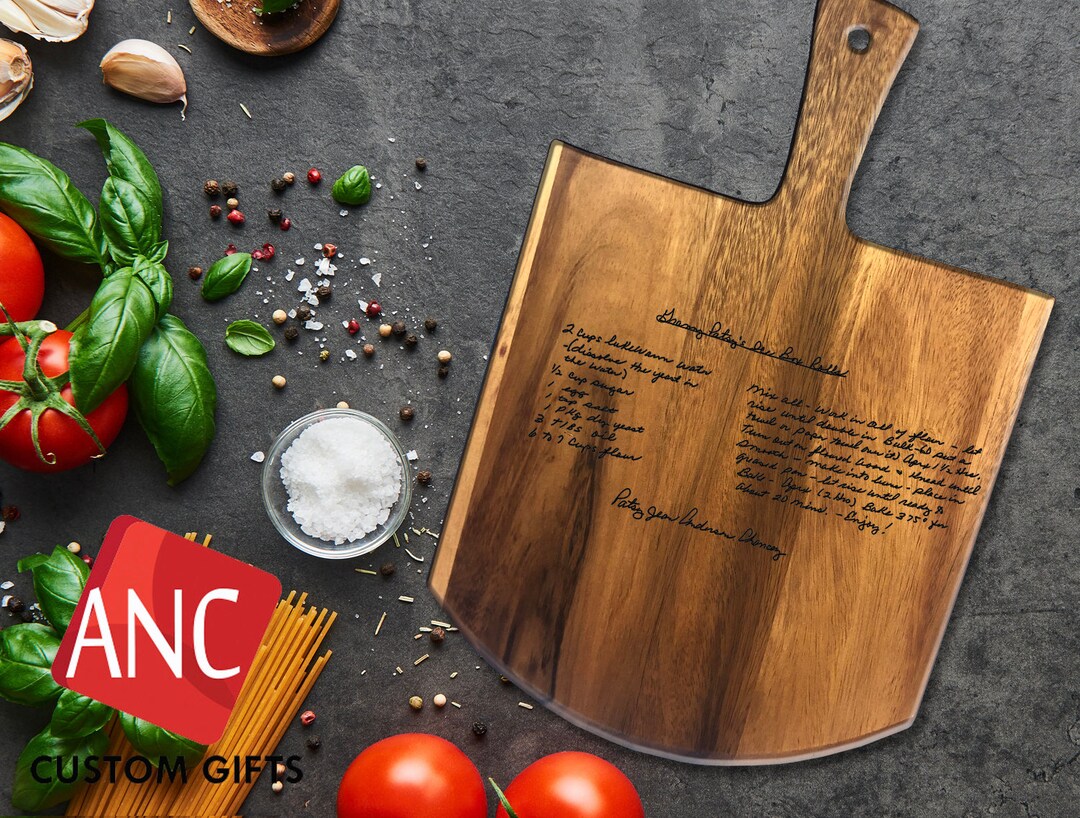 Personalized Pizza Cutting Board Hand Written Recipe Cutting Board