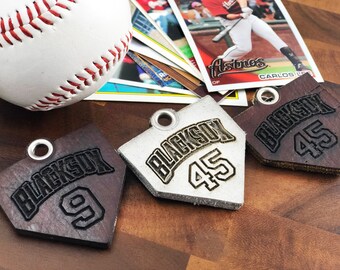 Baseball Home Plate Keychain- Team Keychain - Personalized Key Chain - Custom Key Chain - Team Gift - Coaches Gift- Custom Gift - Bag Tag