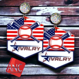 Custom Baseball Earrings - Show Your Team Spirit with Personalized Earrings - High School - College Football - Druzy Earrings - Earrings